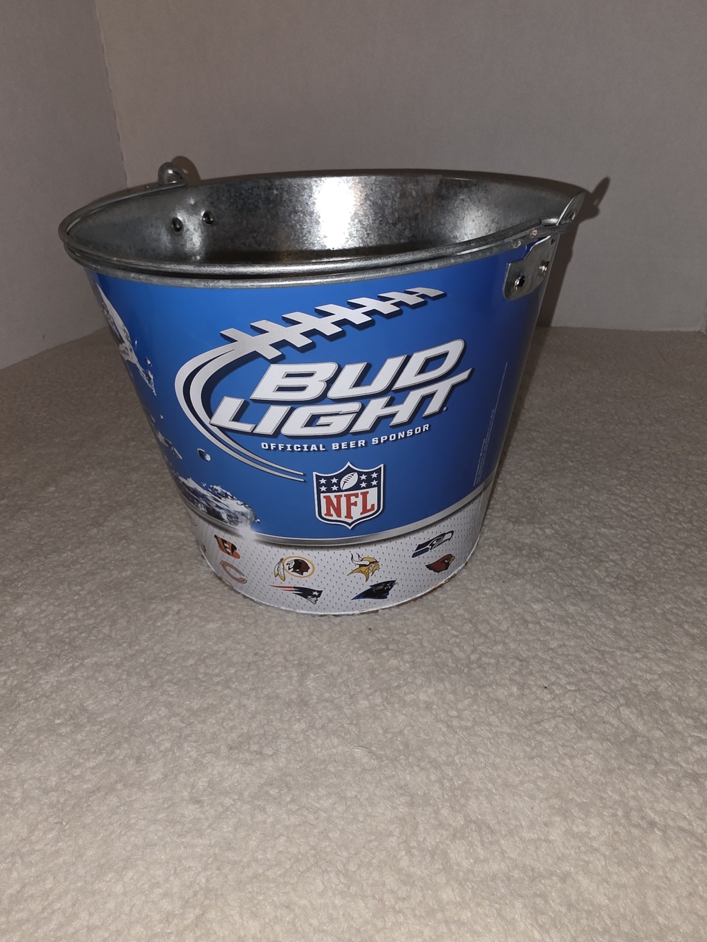 Blue NFL Metal Beverage Bucket Bud Light